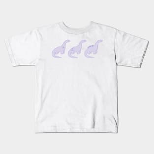 Lavender Heart Dinosaurs (White Background) Kids T-Shirt